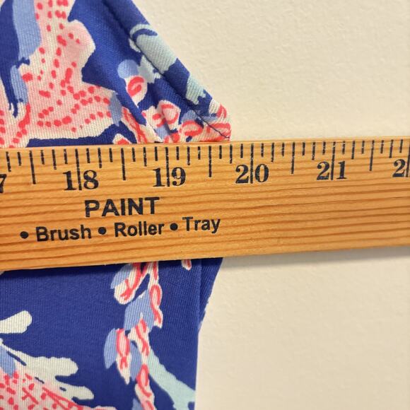 Lilly Pulitzer Dress Womens Large Blue Madsen Midi Swim On Over Coral Print NWT - Picture 13 of 14